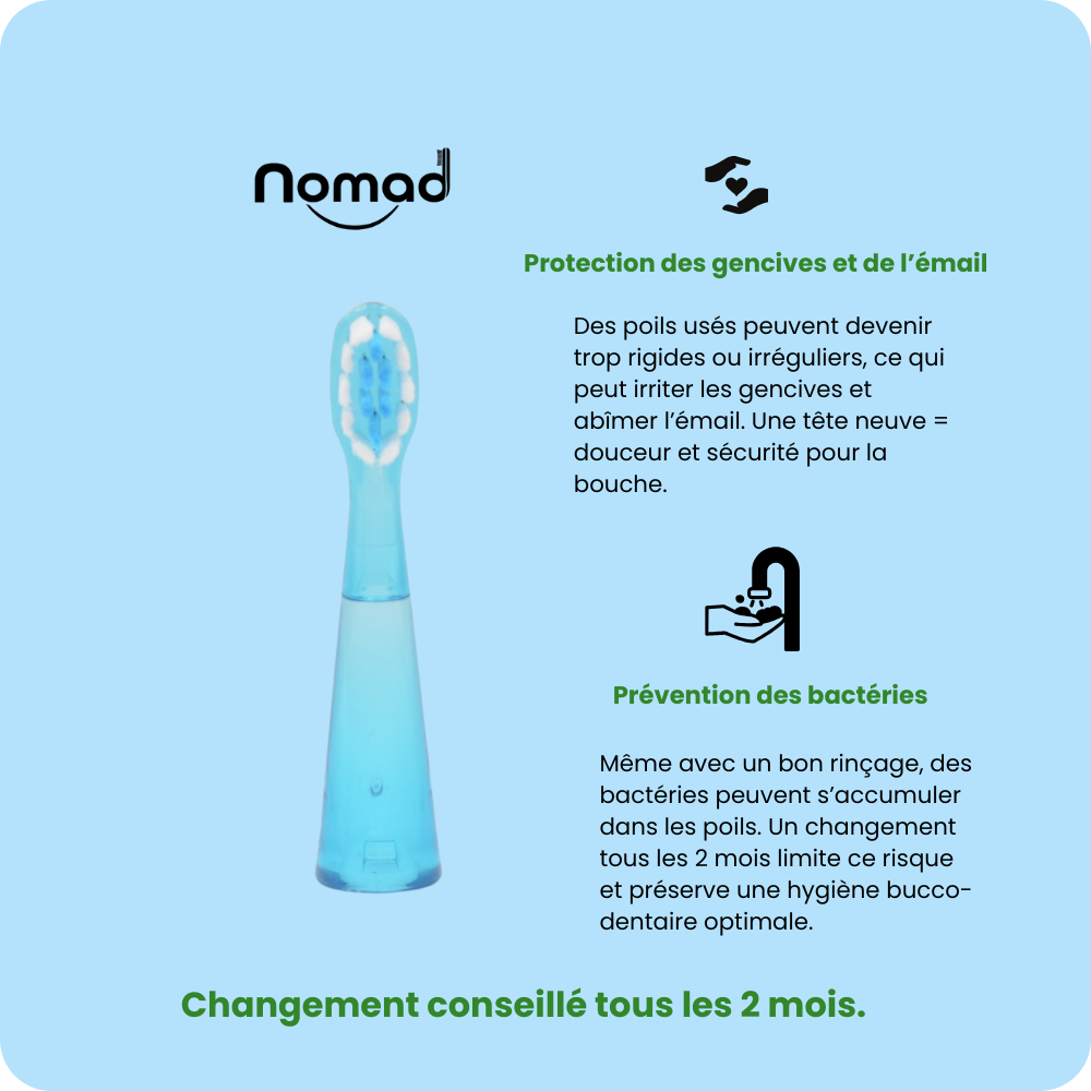 Tête de brosse souple bleu enfant – 1 pièce