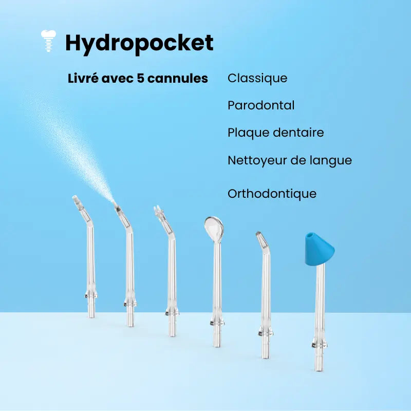 5 cannules de rechange pour jet dentaire Nomad Hydropocket | Embouts pour nettoyage orthodontique et brossage de la langue.