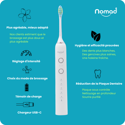 Brosse a dent sonique Nomad avec dentifrice pour le blanchiment dentaire - Nomad.boutique