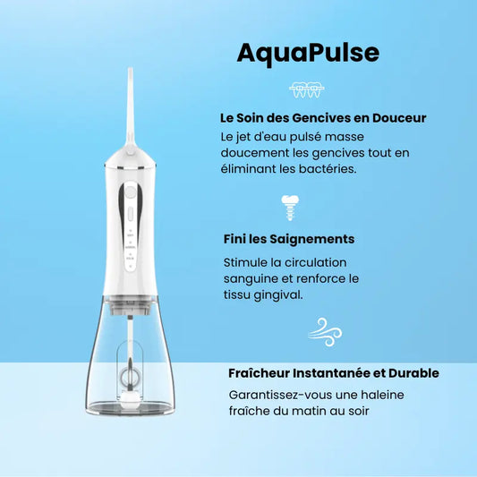 et dentaire de comptoir Nomad AquaPulse blanc | Hydropulseur puissant pour l'hygiène interdentaire à domicile.