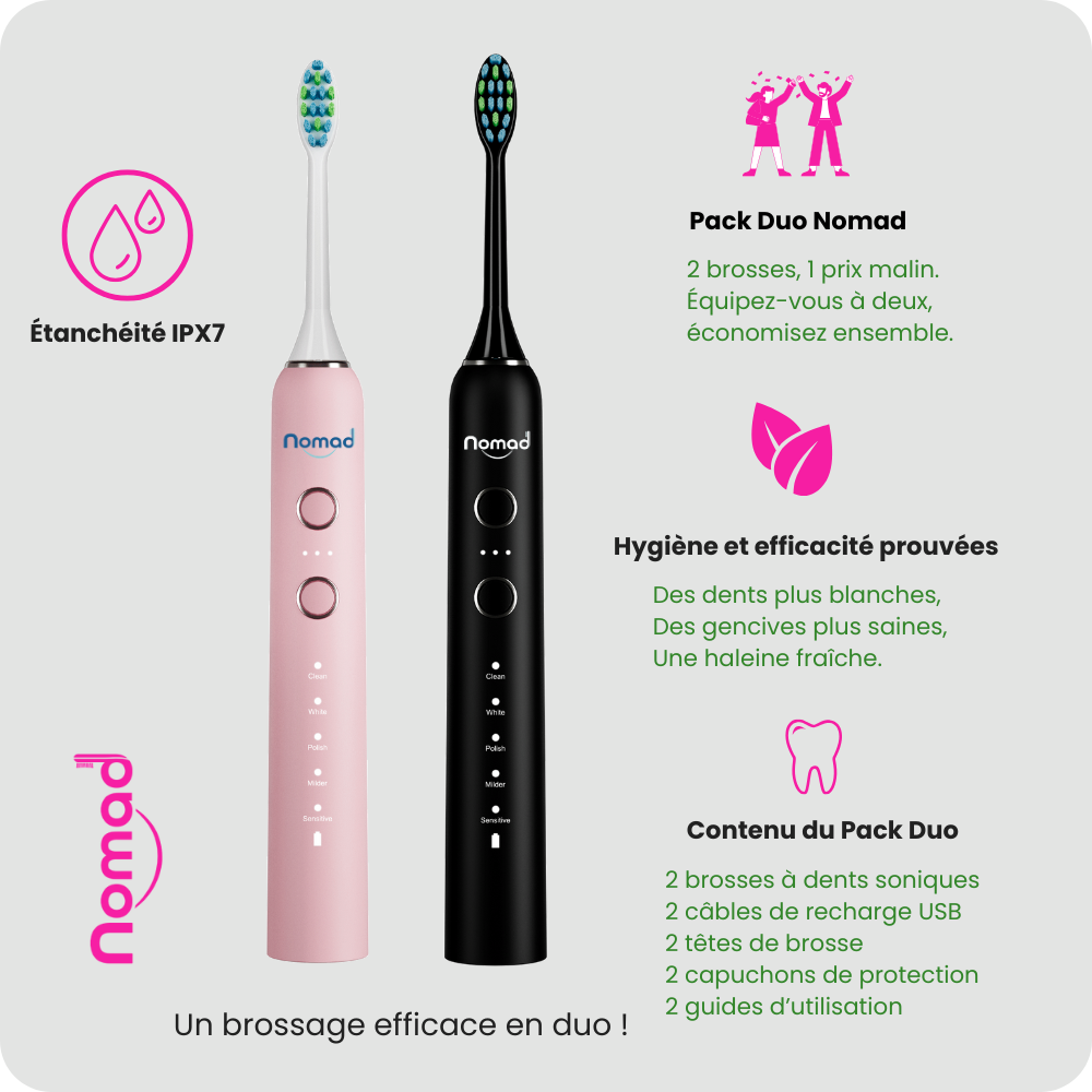 Brosse à dents sonique Nomad Corail - Black, design élégant et nettoyage efficace.